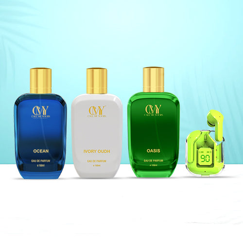 CMY Oasis + Ivory Oudh Perfume + Ocean Perfume + Earbuds (Green)