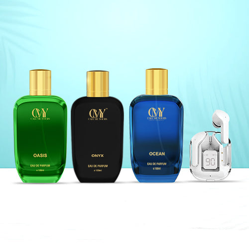 CMY Ocean + Oasis Perfume + Onyx Perfume + Earbuds (White)