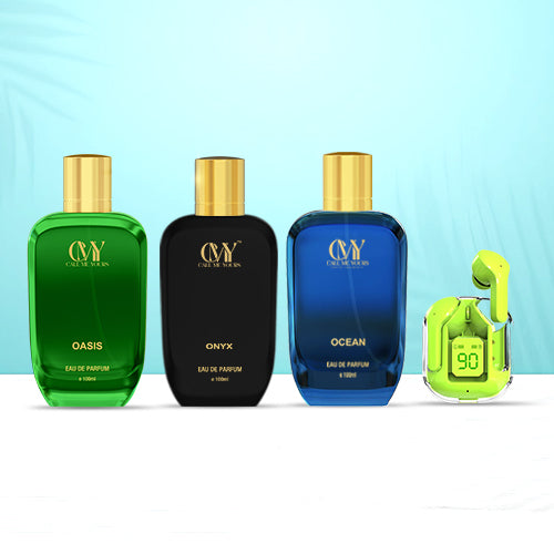 CMY Ocean + Oasis Perfume + Onyx Perfume + Earbuds (Green)