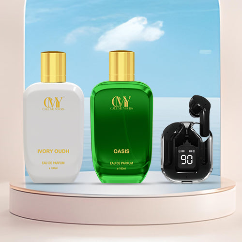 CMY Oasis + lvory Oudh Perfume+ Earbuds (Black)
