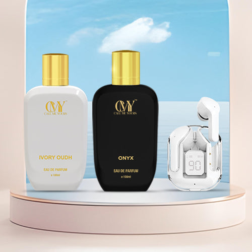 CMY Ivory Oudh + Onyx Perfume + Earbuds (White)