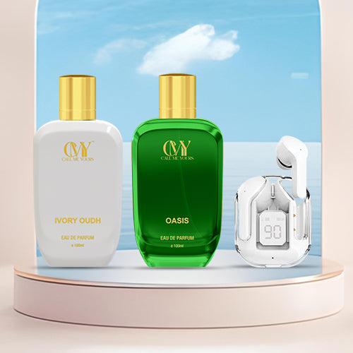 CMY Oasis + Ivory Oudh Perfume + Earbuds (White)